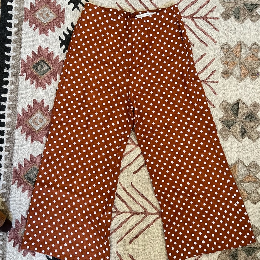 Faithfull the Brand - high-waist wide-leg linen polka-dot pants - Size M